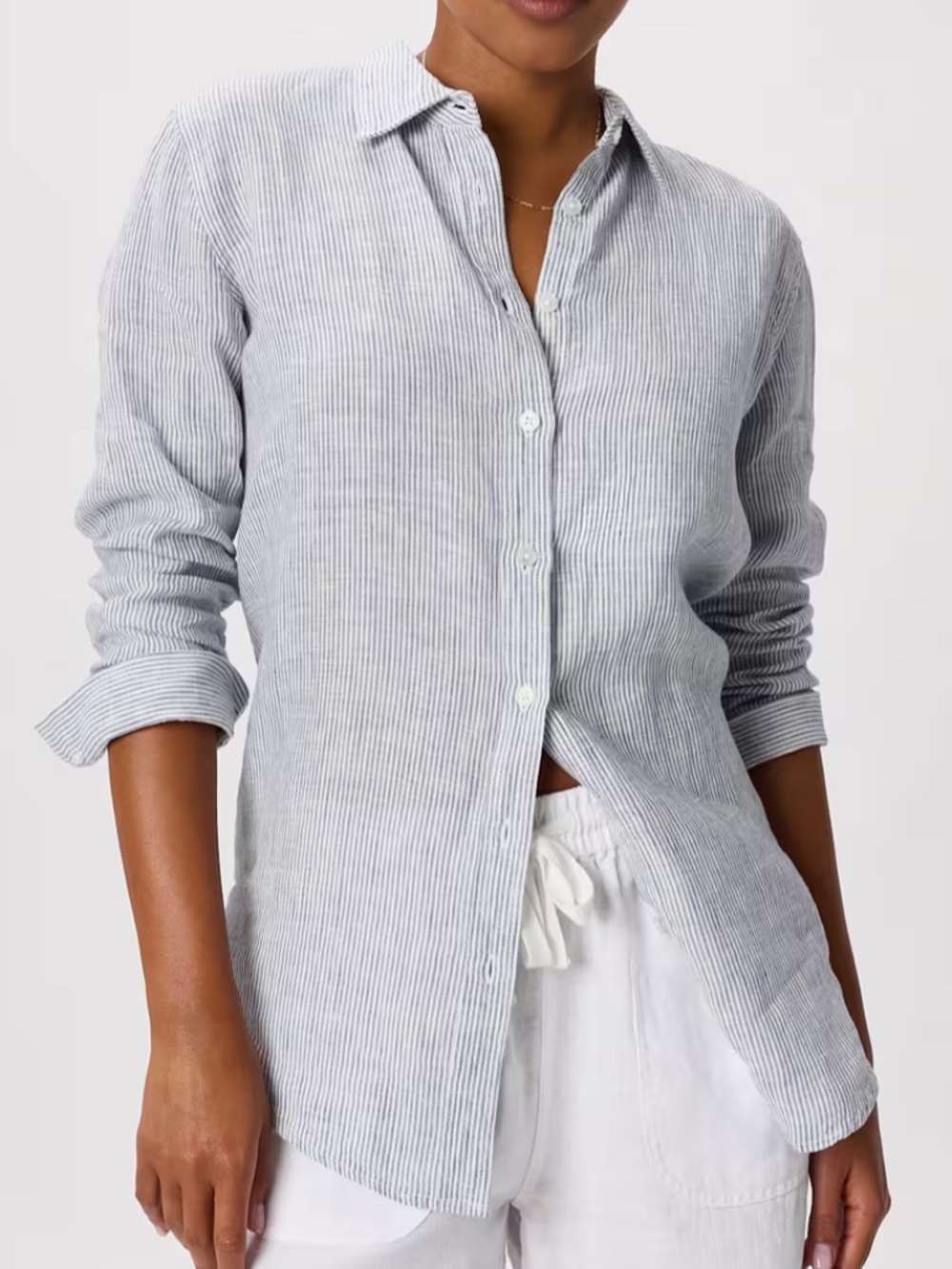 Quince 100% European Linen Blue Pinstripe Button Down Shirt Size S